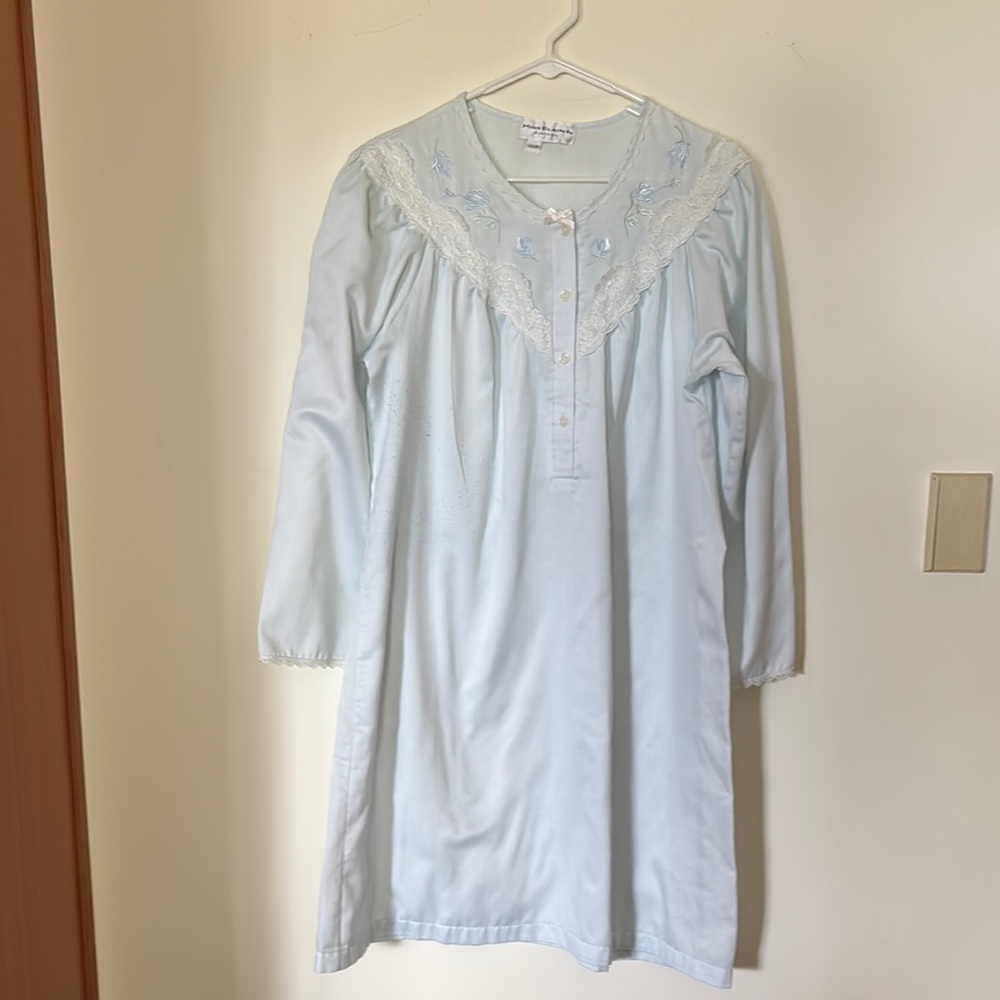 Miss Elaine Blue Chemise with Smocked Yoke